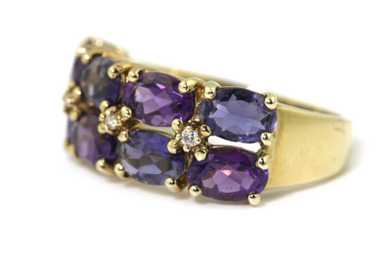 Image 2 for Ameythyst & Iolite Band 9ct Yellow Gold Ring Size L