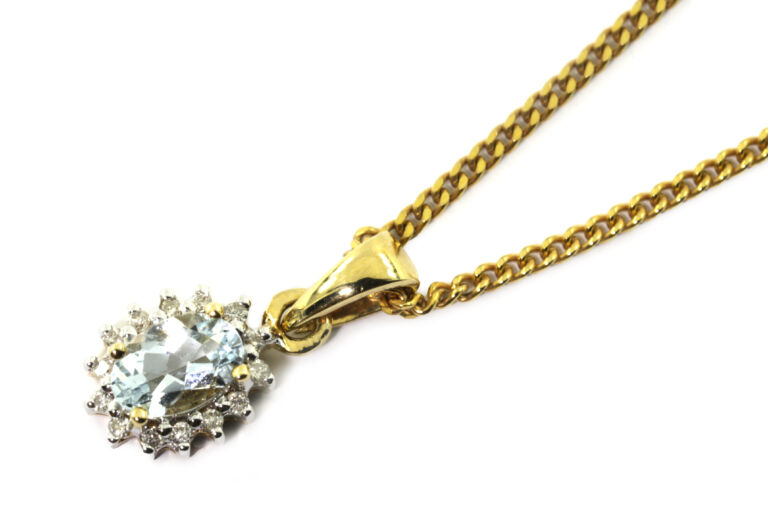 aquamarine pendant and chain