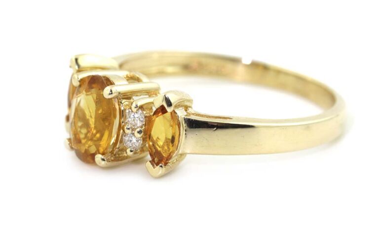 Image 2 for Citrine & Diamond 7 Stone 14k Yellow Gold Ring Size N