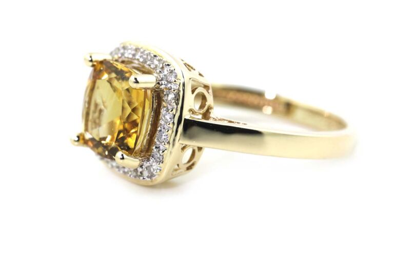Image 2 for Citrine & Diamond Cluster 9ct G Ring Size M