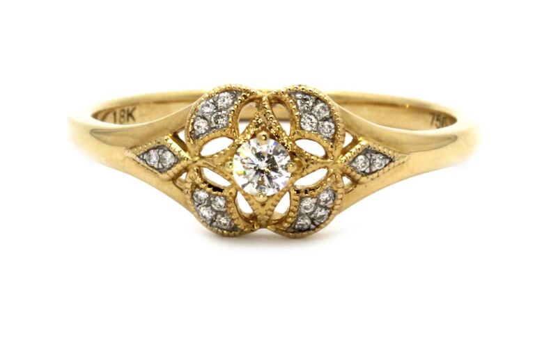 Image 1 for Diamond Cluster 18ct Yellow Gold Ring Size P