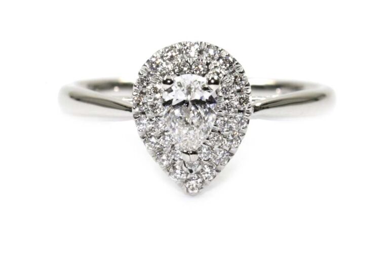Image 1 for Pear Shape Diamond Cluster Platinum Ring Size M