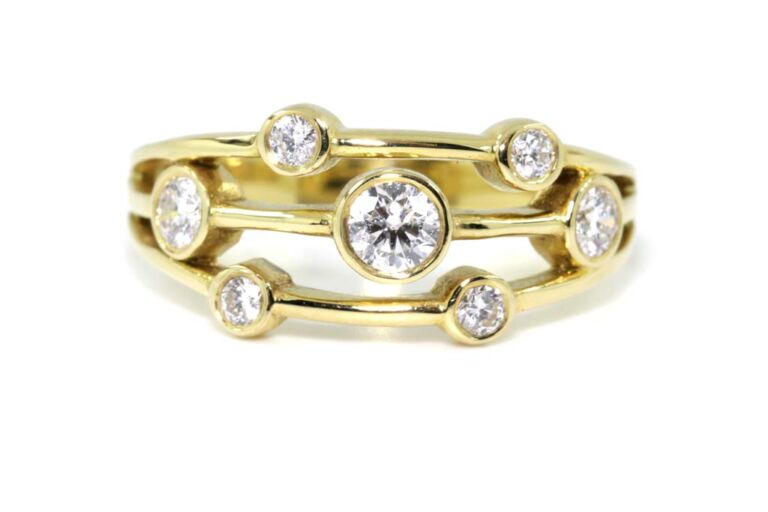 Image 1 for Diamond 7 Stone Bubble 18ct Yellow Gold Ring Size M