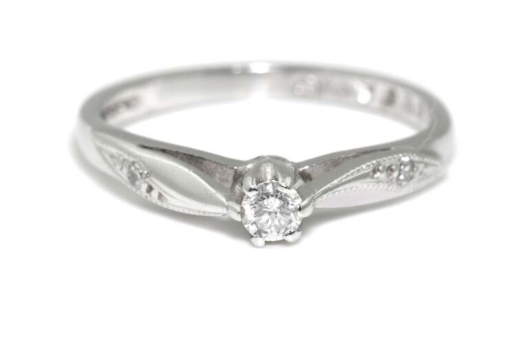 Image 1 for Diamond Solitaire 9ct White Gold Ring Size K