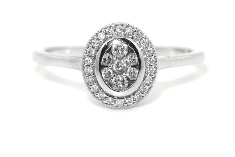 Image 1 for Diamond Cluster 18ct White Gold Ring Size N