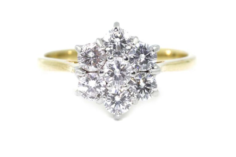 Image 1 for Diamond Cluster 18ct G Ring Size P