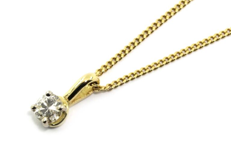 Image 1 for Diamond Pendant & Chain 9ct Yellow Gold