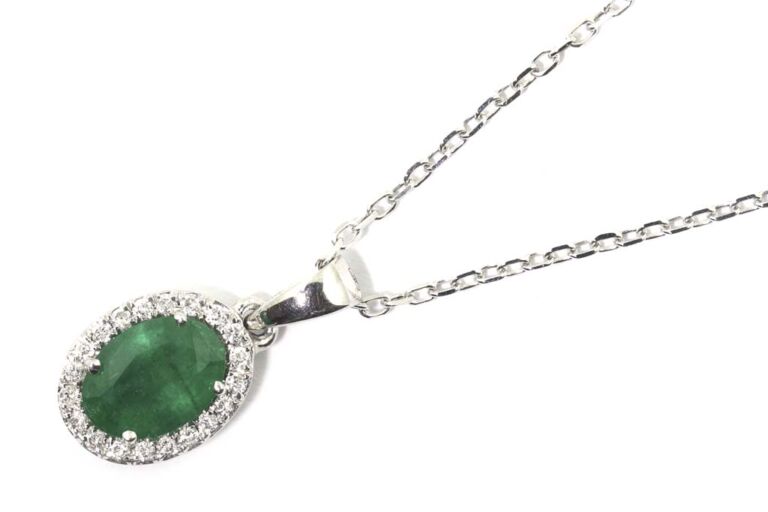 Image 1 for Emerald & Diamond Cluster 18ct White Gold