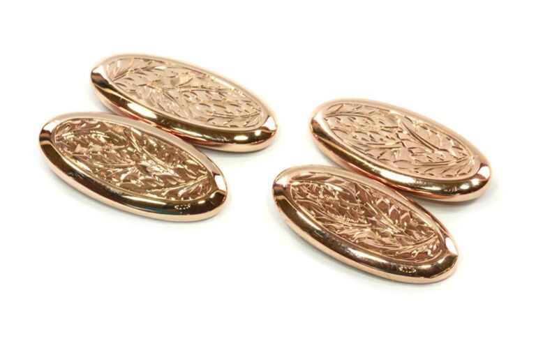 Image 1 for Oval Engraved Cuff-links 9ct Yellow Gold