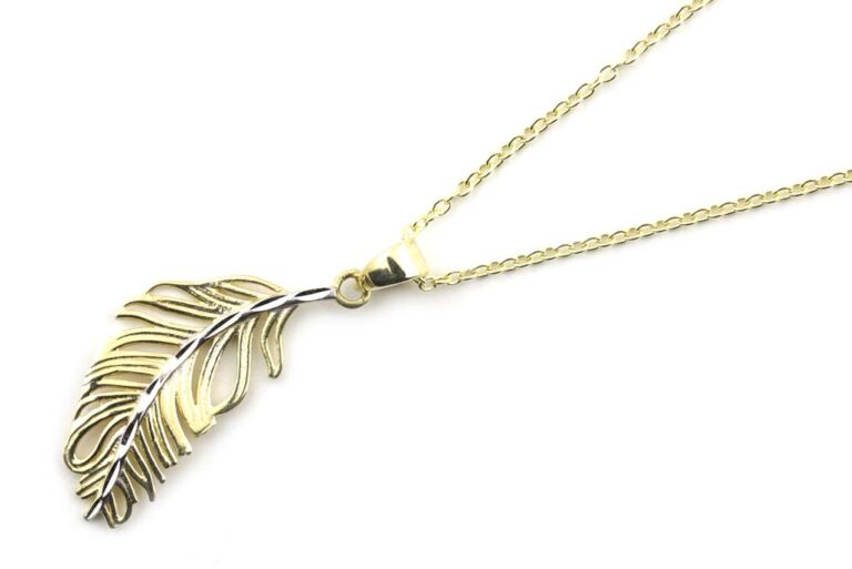 Image 1 for Feather Pendant & Chain 9ct G