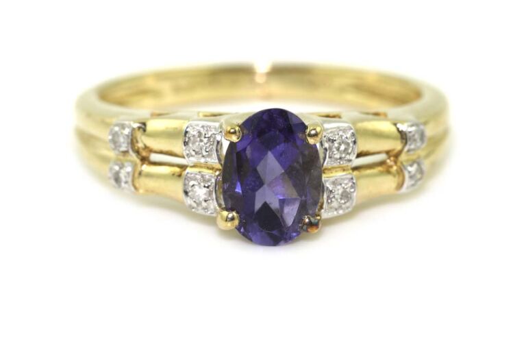 Image 1 for Iolite & Diamond 9ct G Ring Size L