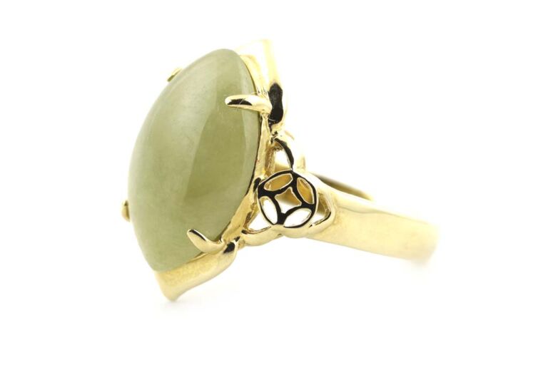 Image 1 for Jade Single Stone 14ct Yellow Gold Ring Size J
