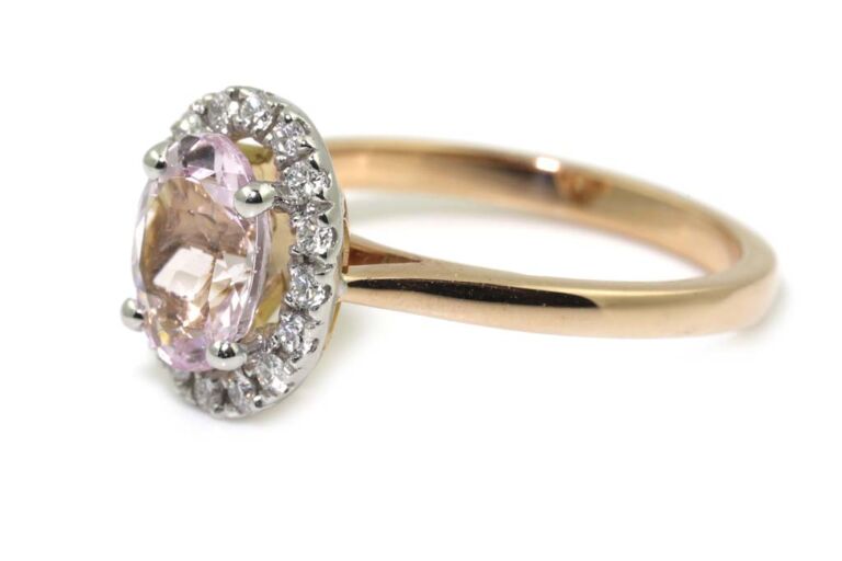 Image 2 for Morganite & Diamond Cluster 18ct White Gold Ring Size N