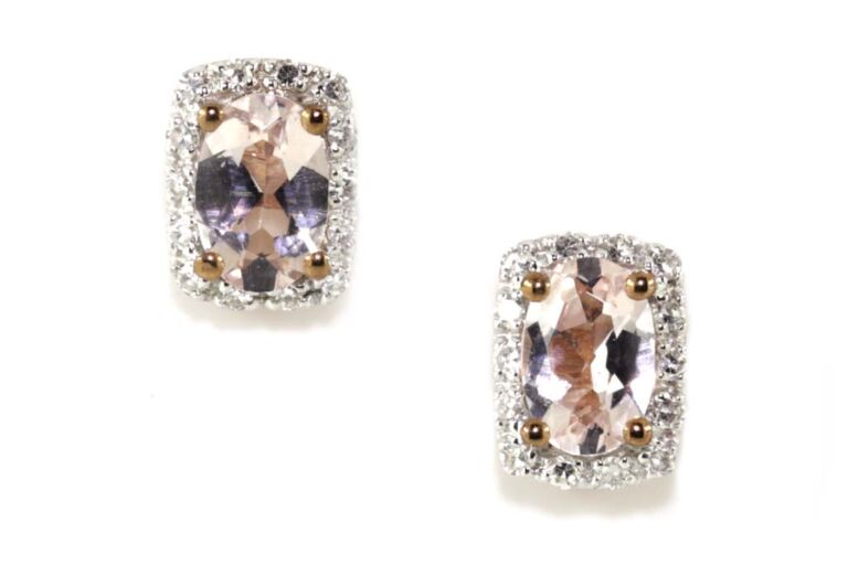 Image 1 for Morganite & Diamond Cluster Earrings 9ct Rose Gold