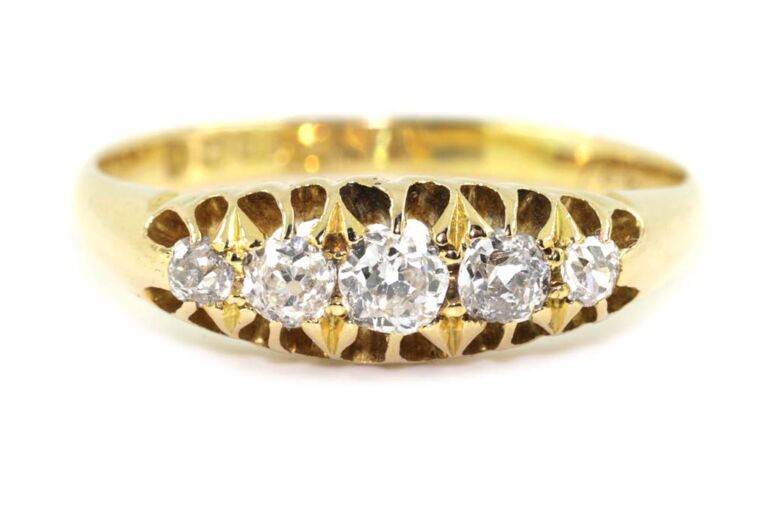 Image 1 for Diamond 5 Stone 18ct Yellow Gold Ring Size R