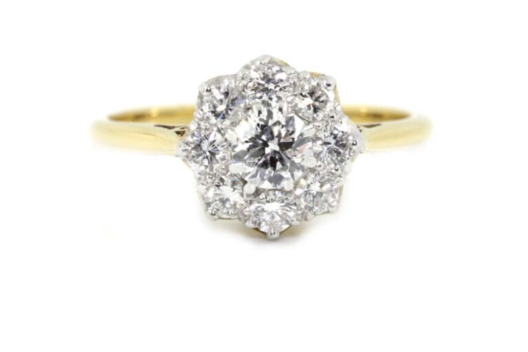 Image 1 for Diamond Cluster 18ct G Ring Size J