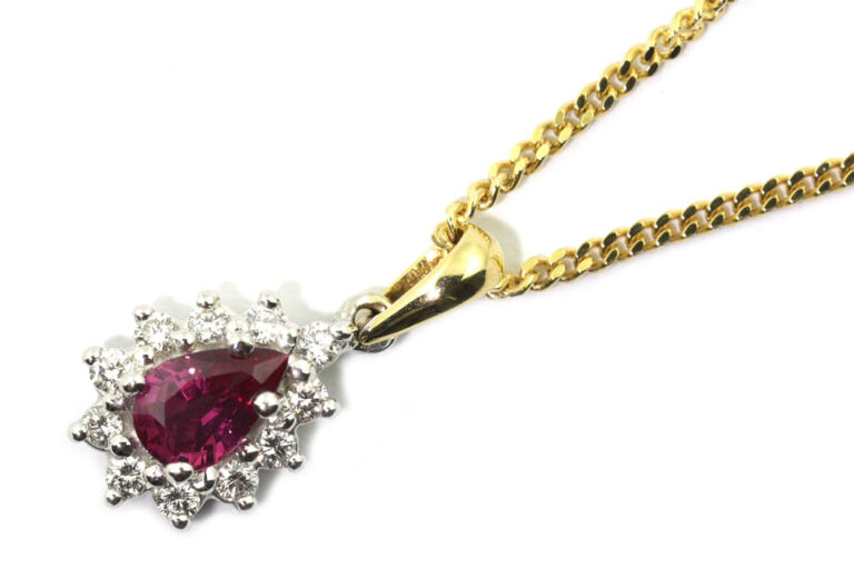 Image 1 for Ruby & Diamond Cluster Pendant 18ct White Gold
