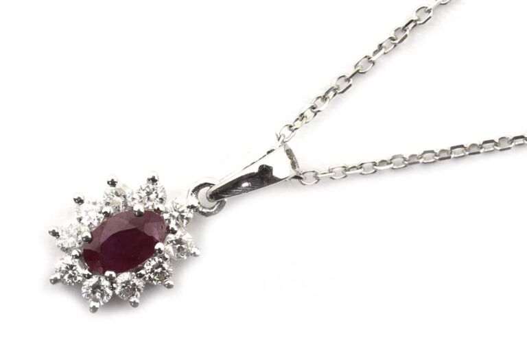 Image 1 for W Ruby & Diamond Pendant & Chain 18ct White Gold