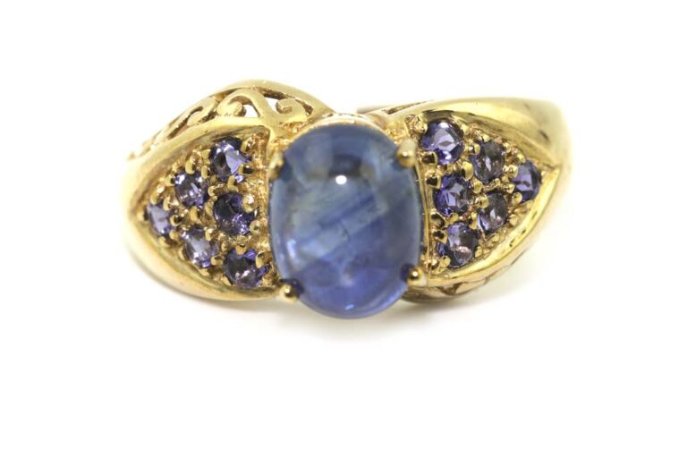 Image 1 for Blue Sapphire & Iolite Band 9ct Yellow Gold Ring Size M