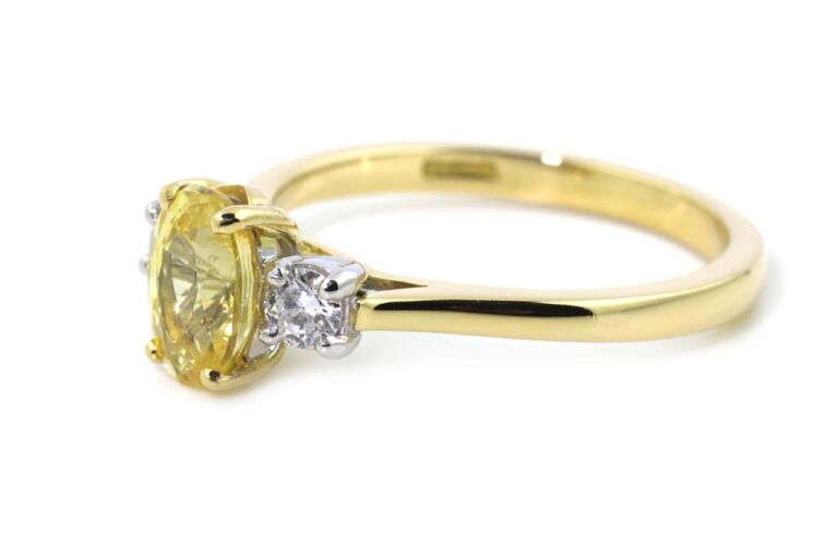 Image 2 for Yellow Sapphire & Diamond 3 Stone 18ct Platinum Ring Size N
