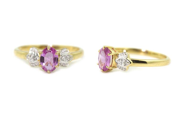 Image 3 for Pink Sapphire & Diamond 18ct G Ring Size N