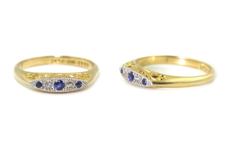 Image 3 for Blue Sapphire & Diamond 5 Stone 18ct Platinum Ring Size S