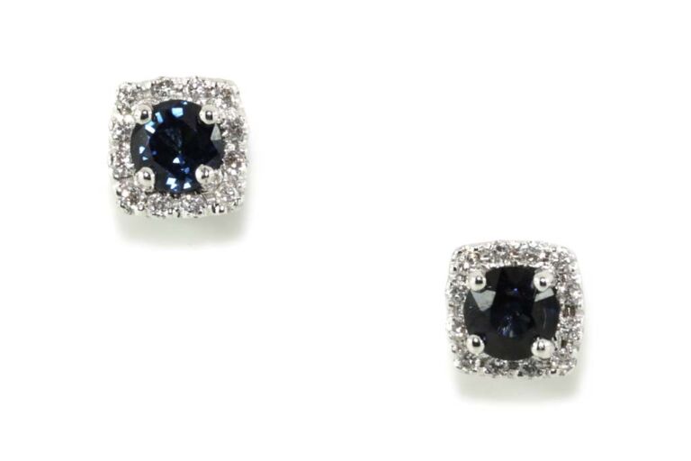 Image 1 for Blue Sapphire & Diamond Drop Earrings 18ct White Gold