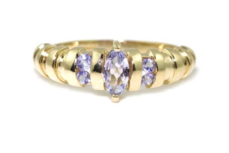 Image 1 for Tanzanite 5 Stone 18ct Yellow Gold Ring Size N