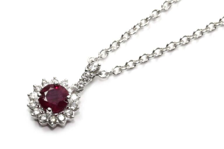 Image 1 for Ruby Diamond Pendant & Chain 18ct White Gold
