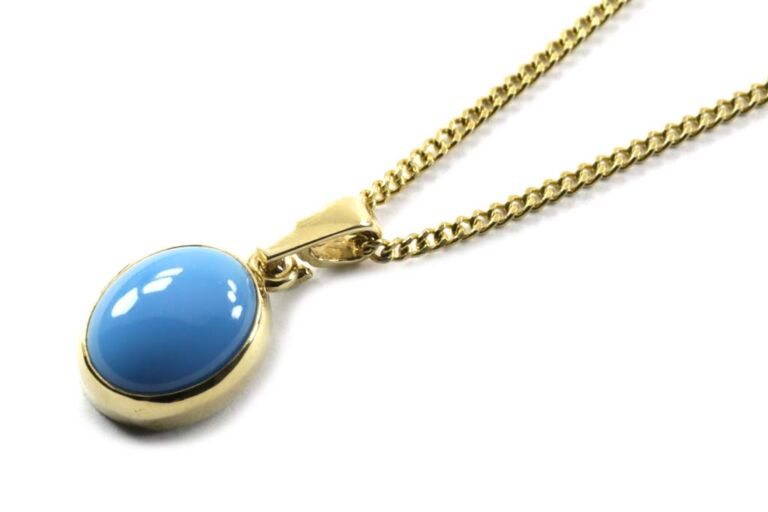 Image 1 for Tuquoise Pendant & Chain 9ct Yellow Gold