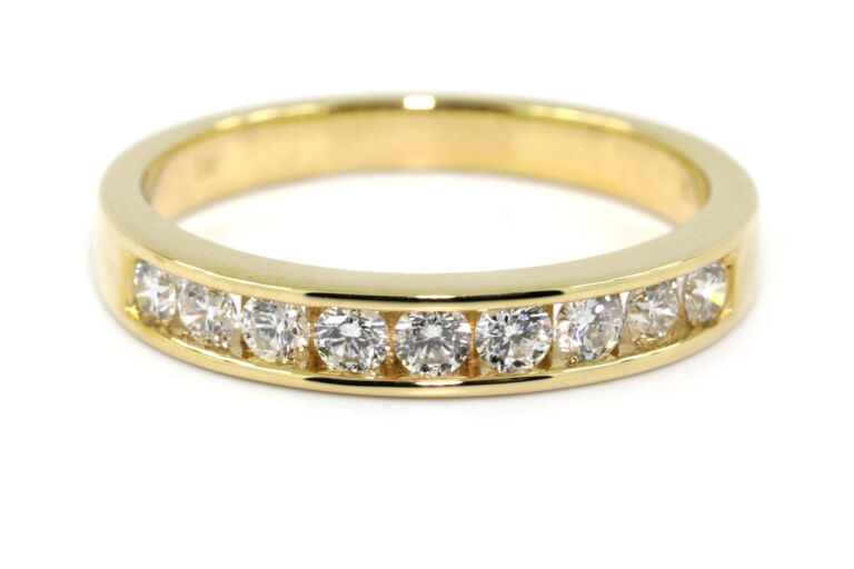 Diamond Half Eternity Ring 18ct Yellow Gold Ring Size O