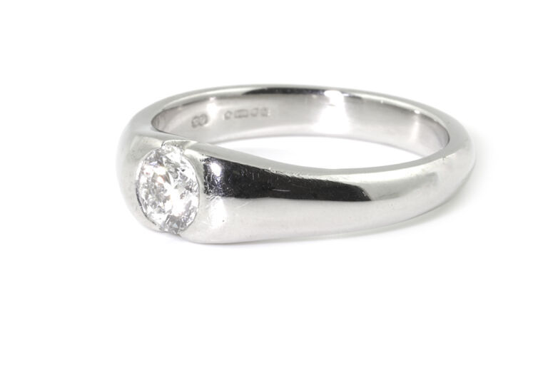 Diamond Single Stone Ring Platinum Size O