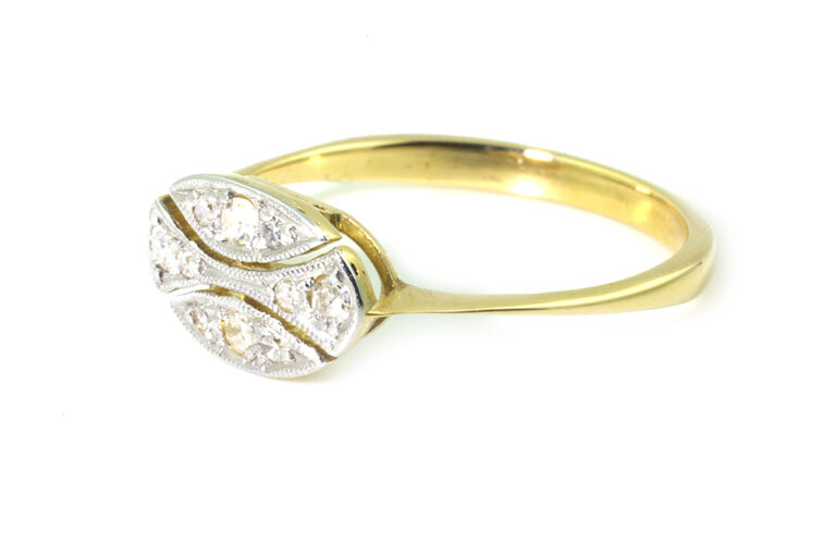 Antique Diamond Cluster Ring 18ct gold & platinum Size N