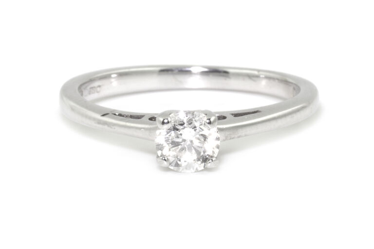 Diamond Solitaire 18ct White Gold Ring Size K