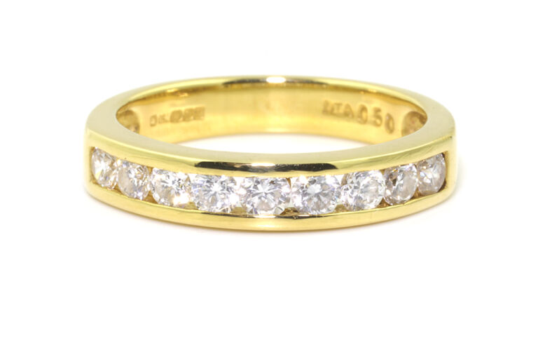 Diamond Half Eternity Ring 18ct Yellow Gold Ring Size I