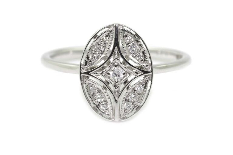 Image 1 for Diamond Cluster 18ct White Gold Ring Size M