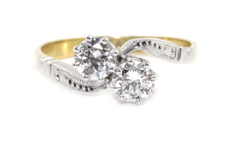 Image 1 for Diamond 2 Stone 18ct & Platinum Ring Size K