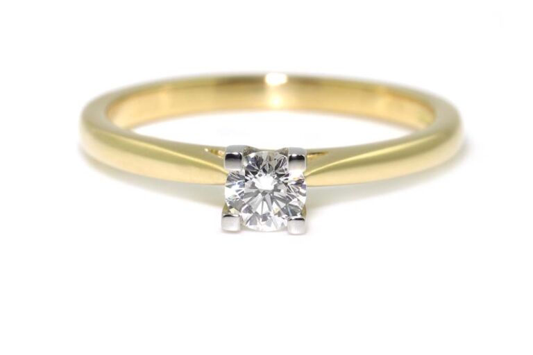 Image 1 for Diamond Solitaire 18ct gold & Platinum Ring Size N