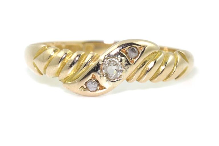 Diamond 3 Stone Band 15ct Yellow Gold Ring Size O