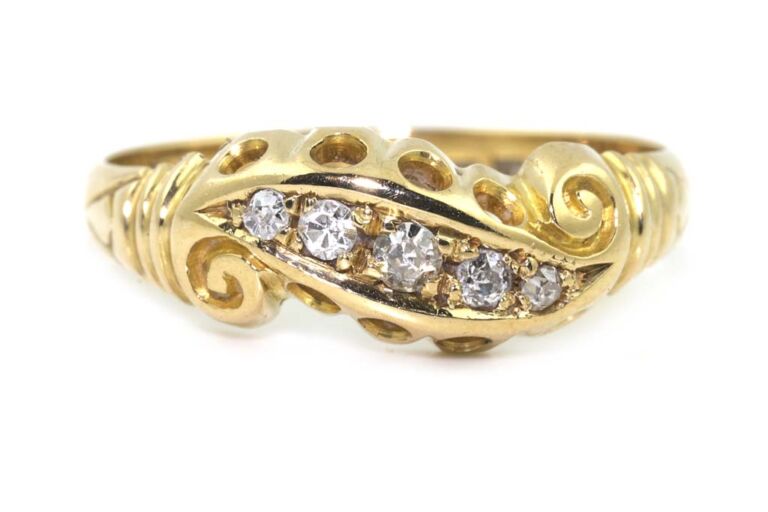 Diamond 5 Stone 18ct Yellow Gold Ring Size M