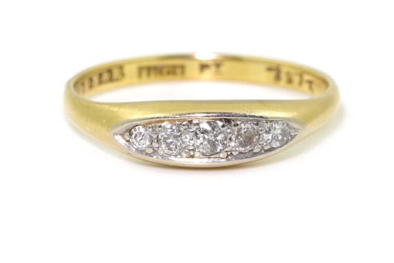 Image 1 for Diamond 5 Stone 18ct Yellow Gold & Platinum Ring Size P