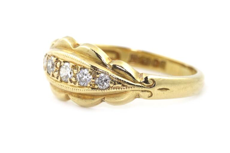 Image 2 for Diamond 5 Stone 18ct Yellow Gold Ring Size L