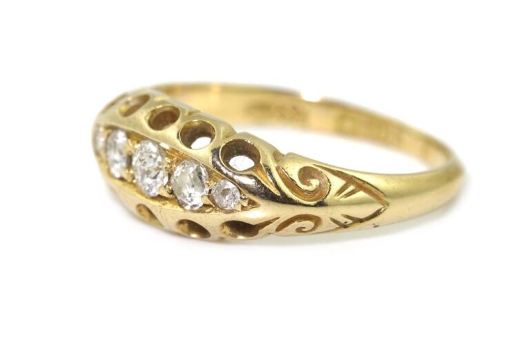 Image 2 for Antique Diamond 5 Stone 18ct Yellow Gold Ring Size K