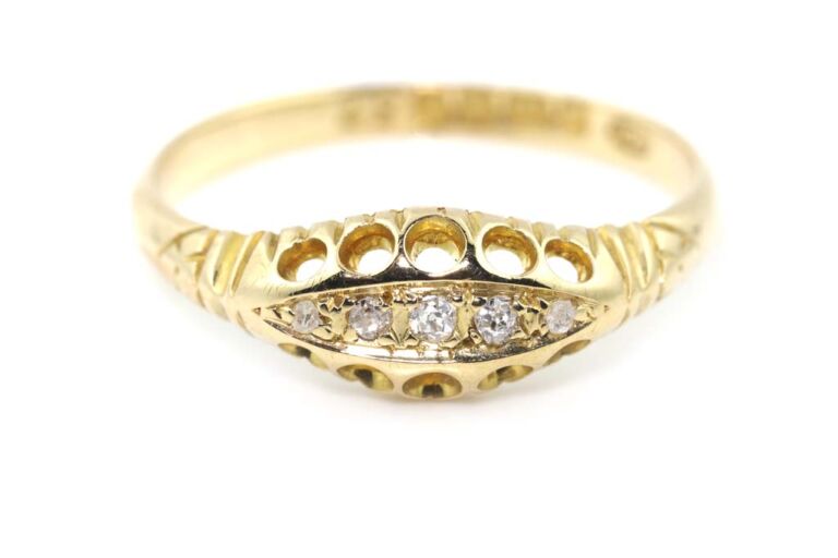 Image 1 for Antique Diamond 5 Stone 18ct Yellow Gold Ring Size N