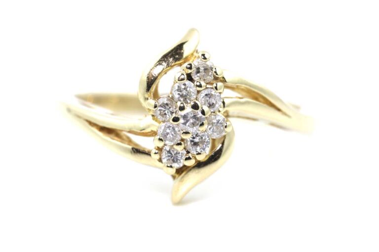 Image 1 for Diamond Cluster 9ct Yellow Gold Ring Size L