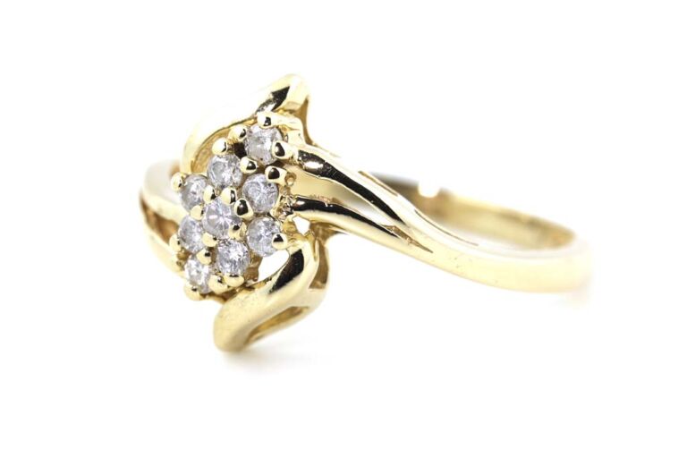 Image 2 for Diamond Cluster 9ct Yellow Gold Ring Size L