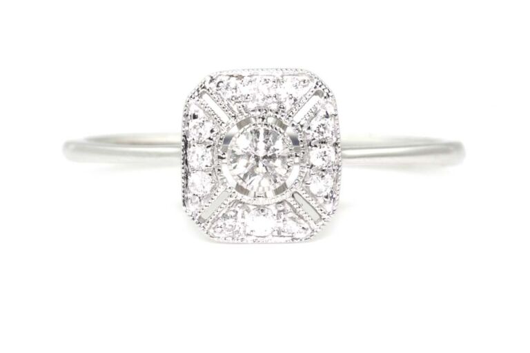 Image 1 for Diamond Cluster 18ct White Gold Ring Size M