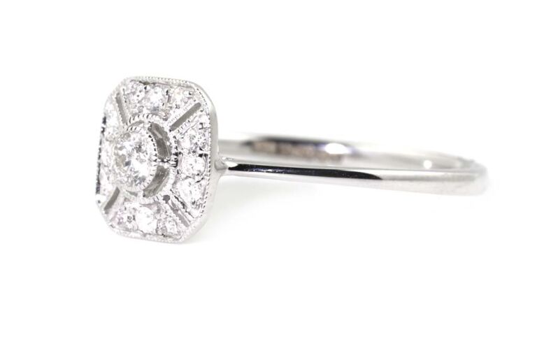Image 2 for Diamond Cluster 18ct White Gold Ring Size M