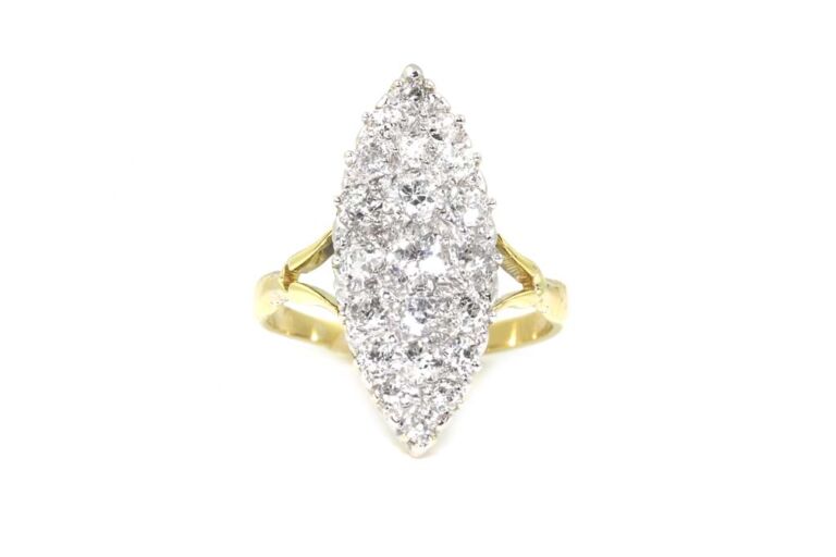 Image 1 for Antique Navette Diamond Cluster 18ct G Ring Size L