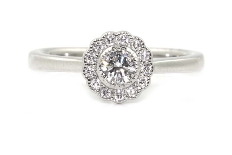 Image 1 for Certified Diamond Cluster Platinum Ring Size N